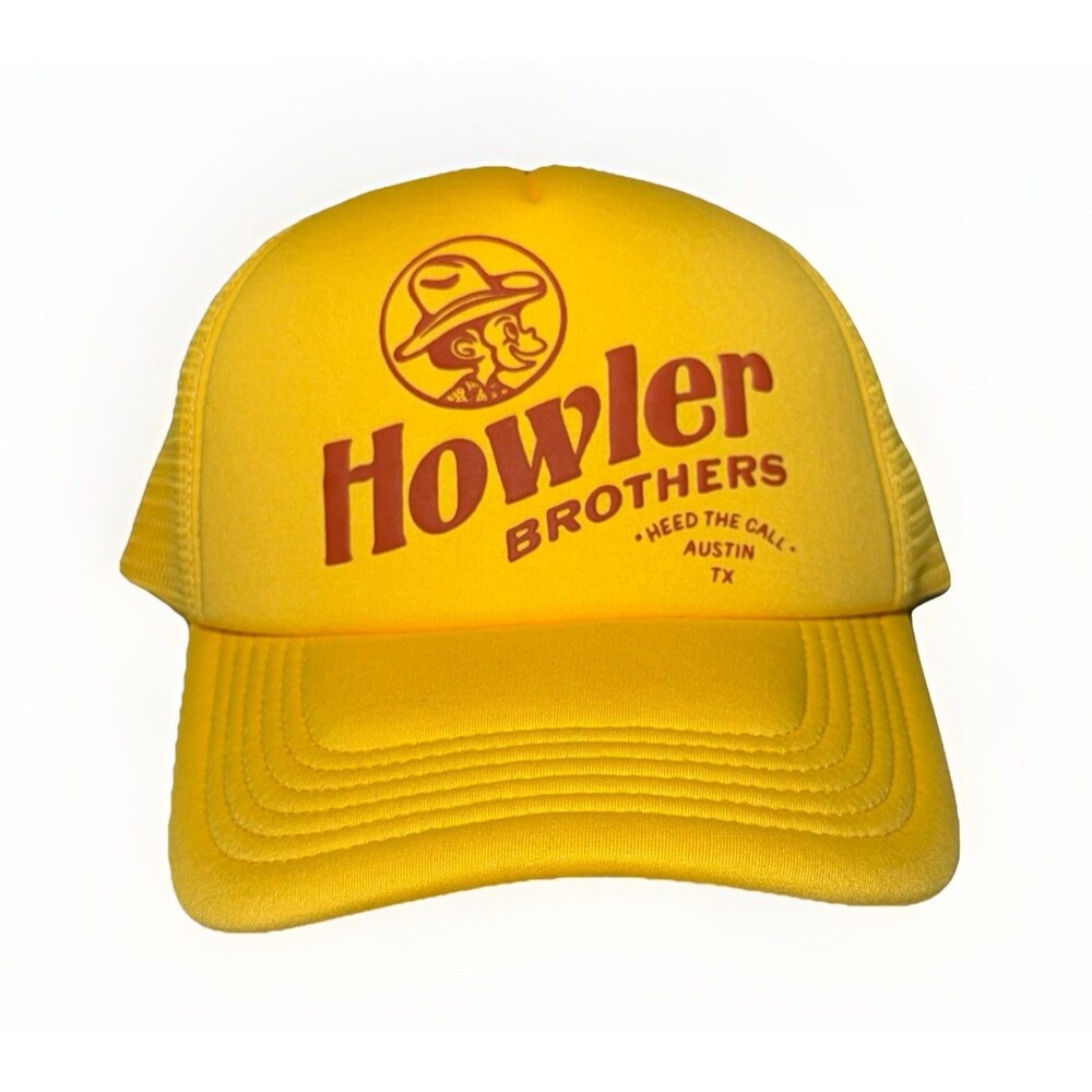 Howler Brothers Trucker Hat Heed The Call Monkey Logo Mesh Snapback Yellow OSFM